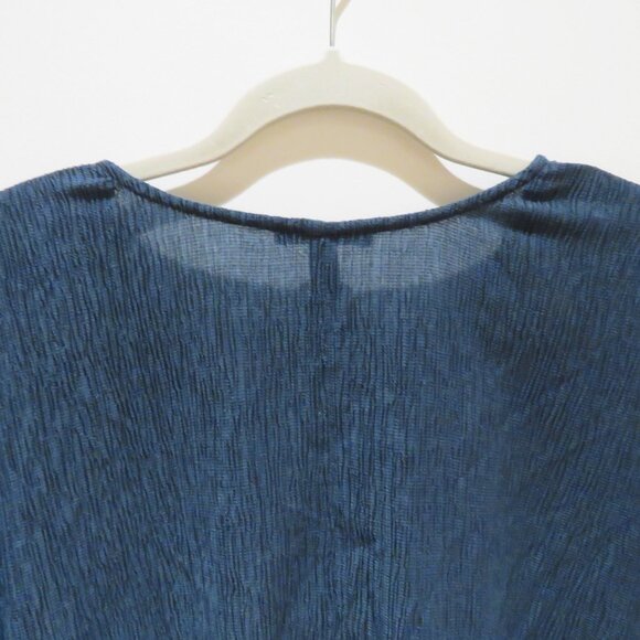 EILEEN FISHER V-Neck Boxy Plisse Tunic Top Green Tencel Lagenlook Minimalist - Picture 10 of 15